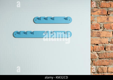 Metal blue hangers Stock Photo