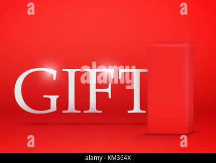 Red Gift box on red background Stock Vector