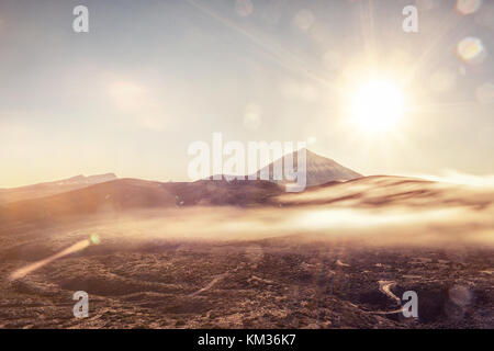 Low sun over Mount Teide Tenerife Stock Photo