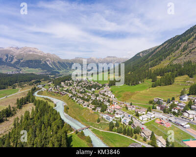 Engadine Valley, alpine village of Pontresina Stock Photo