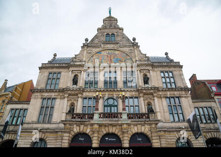 Ghent, Belgium - April 16, 2017: Royal Dutch Theater on Sint-Baafsplein. Perspective view at theater building. Ghent, Belgium Stock Photo