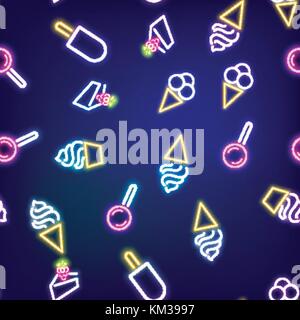 Neon food seamless pattern Stock Vector