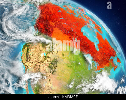 Illustration of Canada as seen from Earth’s orbit. 3D illustration. Elements of this image furnished by NASA. Stock Photo