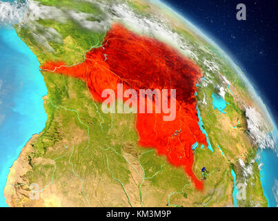 Democratic Republic of Congo as seen from space on planet Earth during ...