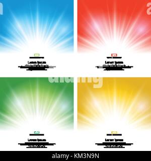Set of sunlight effect sparkle on yellow background with copy space. Abstract vector illustration Stock Vector