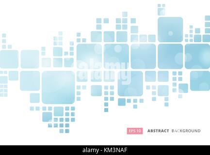 Abstract white geometric square border on blue blur bokeh background, Vector illustration Stock Vector