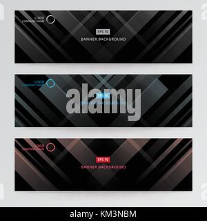 Banner web template abstract black, gray, blue, red technology design. Vector corporate geometric lines background with copy space. Stock Vector