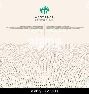 Abstract textured wave rough black dot pattern perspective on white background. Vector illustration Stock Vector