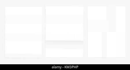 Set of folded realistic blank sheets of paper mockup. Vector envelopes template. Stock Vector