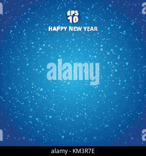 Happy new year and merry christmas on blue blurry vector background with snowflake. Greeting card design template Stock Vector