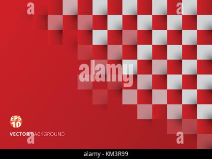 Abstract square red and white geometric pattern background with copy space. Chessboard. Vector illustration Stock Vector