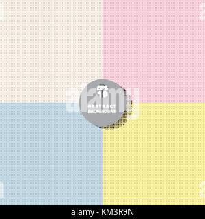 Set of black polka dot pattern on blue, yellow, pink, brown pastels background with gray circle label. Vector illustration Stock Vector