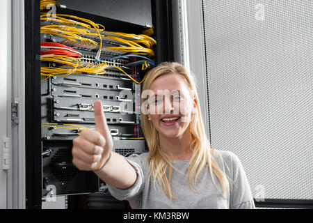 business, people and technology concept - happy smiling businesswoman Stock Photo