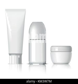 Realistic Cosmetic bottle can sprayer container. Stock Vector