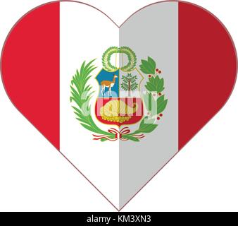 Peru heart flag Stock Vector