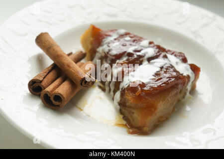 Apple Pie With Icecream And Cinnamon Stock Photo