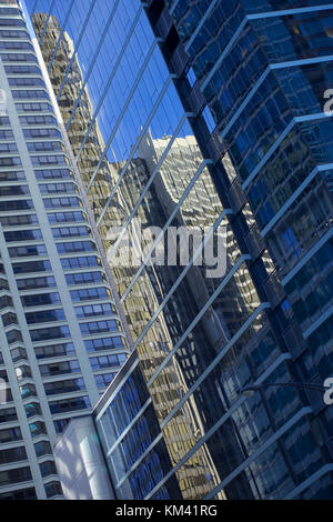 Abstract view of Chicago skyscrapers with reflections Stock Photo