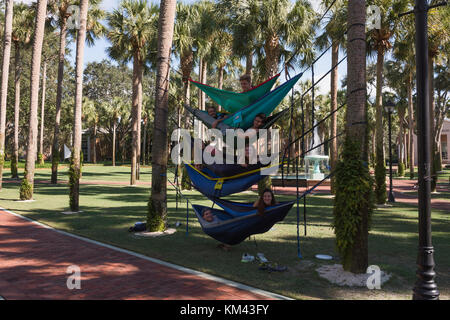 Students at Stetson University Deland, Florida taking a break between classes. Stock Photo