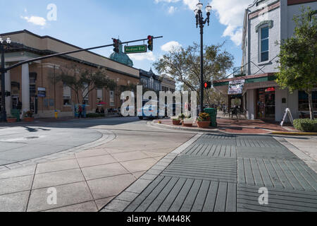 Businesses and Storefronts on Woodland Blvd DeLand, Florida USA Stock Photo