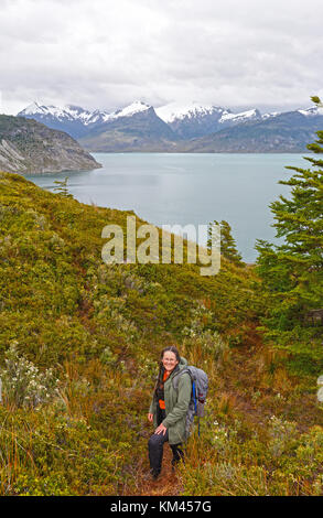 Hiking in Tierra del Fuego on Dawson Island in Chile Stock Photo