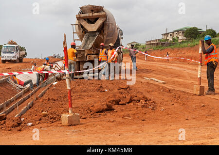 Road construction near Accra, Ghana, Africa Stock Photo