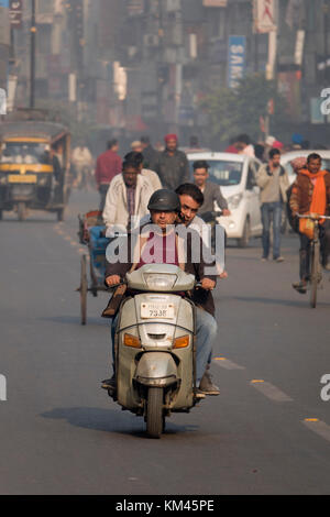 Men on motor scooter in Amritsar, India Stock Photo