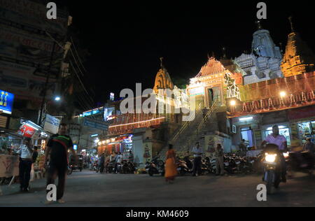 People visit Jagdish temple for Diwali festival in Udaipur India. Jagdish temple is large Hindu temple built in 1651. Stock Photo