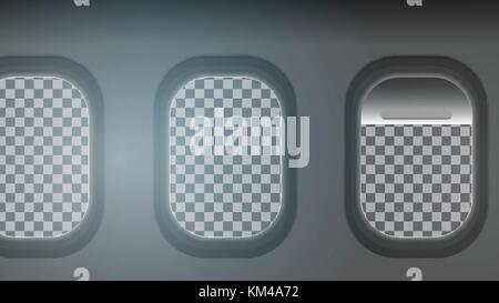 Looking out the Windows of a Plane, Transparent Background- Vector Illustration Stock Vector