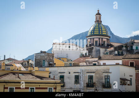 Vietri sul Mare, Amalfi coast (Italy): Dome and bell tower church St. John (San Giovanni Battista), traditional architecture, decorated ceramic dome Stock Photo