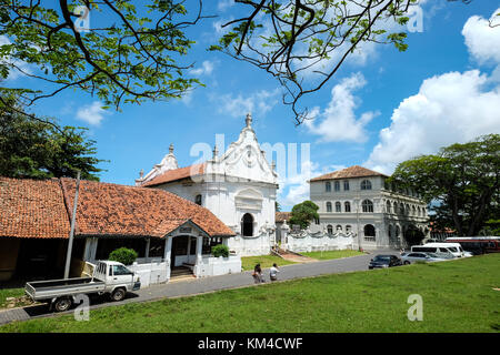 Galle, Sri Lanka - Sep 9, 2015. Scenic view of streets at old colonial Fort Galle in Sri Lanka. Galle is a city on the southwest coast of Sri Lanka. Stock Photo