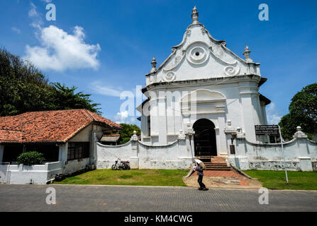 Galle, Sri Lanka - Sep 9, 2015. Dutch Church at old town of Galle, Sri Lanka. Galle had been a prominent seaport long before western rule in the count Stock Photo