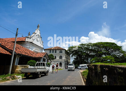 Galle, Sri Lanka - Sep 9, 2015. People visit the old town of Galle, Sri Lanka. Galle had been a prominent seaport long before western rule in the coun Stock Photo