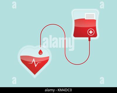 abstract blood pour form blood bag to heart shape can use for donation advertising illustration vector Stock Vector