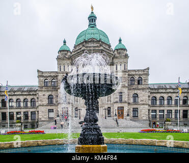 Parliament House and Fountain, Victoria, Vancouver Island Stock Photo