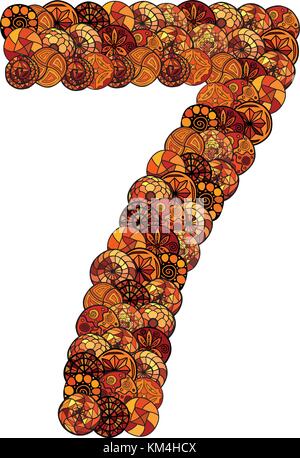 abstract vector font, made of ethnic elements - number seven Stock Vector