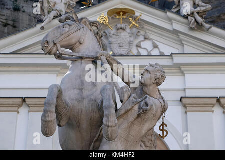 The horse tamer statue at the Horse well in Salzburg, Austria. Stock Photo