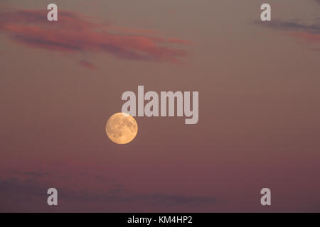 Full Moon In Pink Purple Cloudscape Sky Background Stock Photo