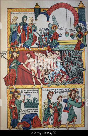 Bible of Avila, Spain. Codice of the XII century. Romanesque. Replica. Engraving, 19th century. Stock Photo