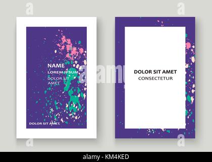 Neon explosion paint splatter artistic cover frame design. Decorative colorful splash spray texture white background. Trendy creative template vector  Stock Vector