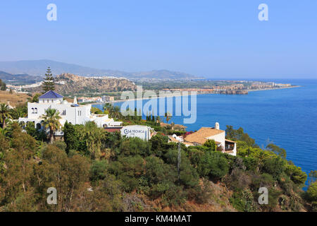 Panoramic view of Salobreña (Province of Granada) on the Costa Tropical in Spain Stock Photo