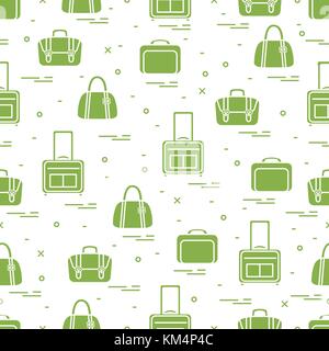 Cute seamless pattern with different bag and suitcases for travel. Summer time, vacation. Design for banner, poster or print. Stock Vector