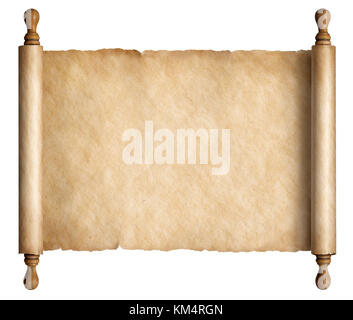 Old scroll parchment with wooden handles 3d illustration Stock Photo