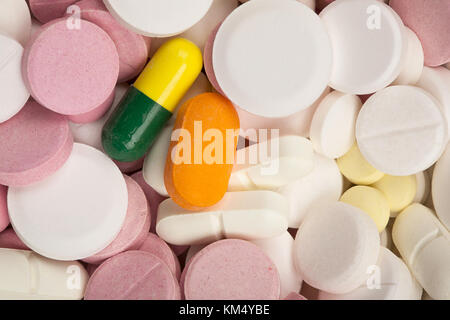 Colorful medicine pills texture background Stock Photo