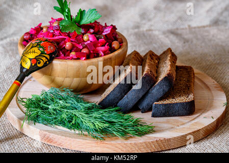 Vinegret - traditional Russian vegetable salad Stock Photo