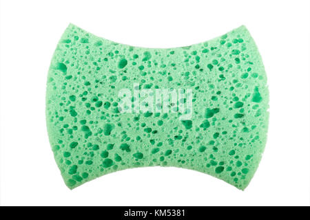 green bath sponge isolated on white background
