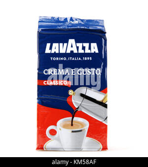 Silver Pack of Ground Coffee Lavazza Crema E Gusto and Coffee Beans on a  White Table. Coffee in a Circular Economical Packaging Editorial Stock  Photo - Image of circular, economical: 159812003
