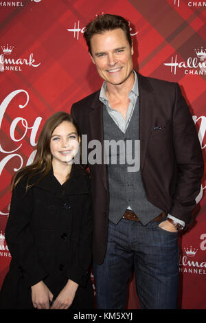 Los Angeles, California, USA. 4th December, 2017. Dylan Neal with daughter Bella (L) attending Hallmark Channel's 'Christmas At Holly Lodge' VIP Screening at The Grove in Los Angeles, California on December 4, 2017. Credit: Sheri Determan/Alamy Live News Stock Photo