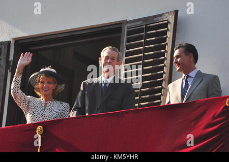 FILE. 6th December, 2017. Romania's former King Michael I 1921- 2017 died in Switzerland. Original photo taken in  Bucharest, Romania - May 10, 2012: King Michael of Romania with crown Princess Margareta and Prince Radu during one of his last public appearance in Bucharest. Credit: Alberto Grosescu/Alamy Live News Stock Photo