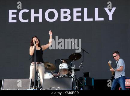 Sonya Madan vocalist with Echobelly performing at Victorious Festival UK 2017 Stock Photo