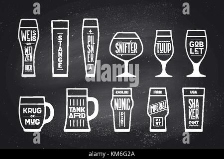 Poster beer glassware types Stock Vector